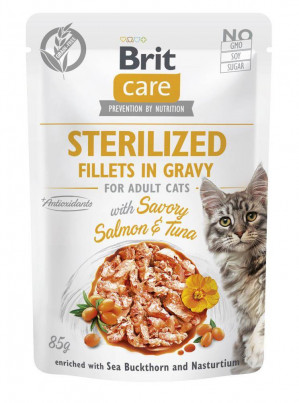 BRIT Care Cat Sterilized Salmon&Tuna Pouch - mokra karma dla kota - 85 g