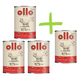 OLLO Pure Wieprzowina - mokra karma dla psa - 3x400g + GRATIS!