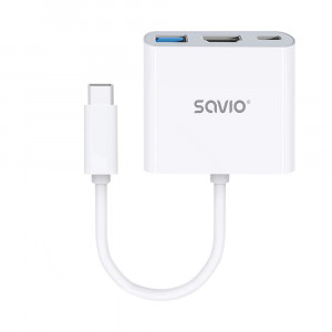 SAVIO HUB USB TYP C – HDMI, USB 3.0, PD AK-48