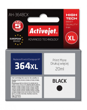 Activejet AH-364BCX Tusz do drukarki HP, Zamiennik HP 364XL CN684EE; Premium; 20 ml; czarny.