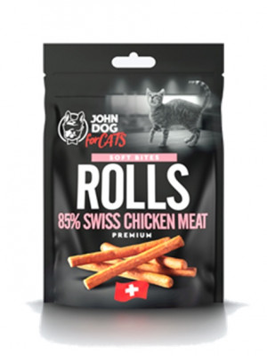 John Dog BITES Rurki z kurczaka szwajcarskiego 85% 50g