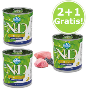 FARMINA N&D Prime Lamb & Blueberry Adult - mokra karma dla psa - 2x285 g + 1 Gratis!