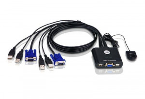 ATEN KVM 2/1 CS-22U USB- pilot zintegrowane kable