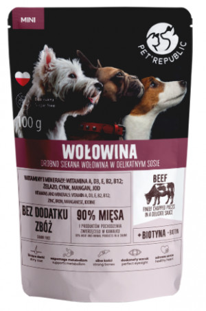 PET REPUBLIC Mini Drobno siekana wołowina - mokra karma dla psa - 100 g