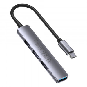 UNITEK HUB USB-C 1XUSB-A 5 GBPS, 3XUSB-A 2.0 ALU