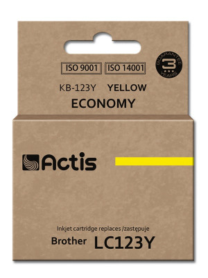Actis KB-123Y Tusz do drukarki Brother, Zamiennik Brother LC123Y/LC121Y; Standard; 10 ml; żółty.