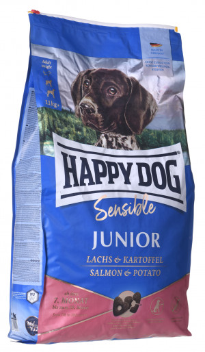 Happy Dog Sensible Junior 7-18mc łosoś,ziemn. 10kg