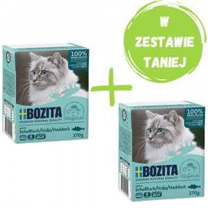 BOZITA Mięsne kawałki z łupaczem w galaretce - mokra karma dla kota - 370g + GRATIS!
