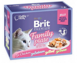 BRIT Premium Family Plate Filety w galarecie mix smaków - mokra karma dla kota - 12x85g
