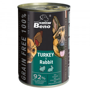 SUPER BENO Indyk i królik w sosie - mokra karma dla psa - 415 g