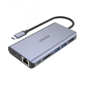 UNITEK HUB USB-C 2X USB 3.1, HDMI, DP, RJ45, SD