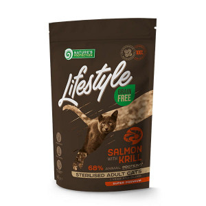 NATURE'S PROTECTION Lifestyle Grain Free Łosoś z Krylem Sterilised Adult - sucha karma dla kota - 400g