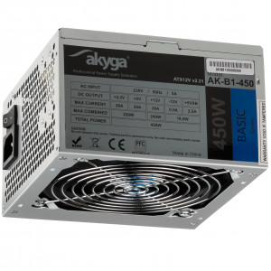 Akyga zasilacz basic atx 450w p4 fan12cm 3xsata 2xmolex ak-b1-450