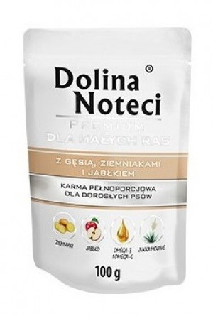 DOLINA NOTECI Premium bogata w gęś, ziemniaki i jabłko - mokra karma dla psów dorosłych ras małych - 100 g