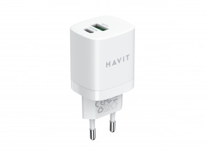 Havit UC30 EU - dwuportowa ładowarka podróżna GaN 33 W, biała
