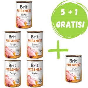 BRIT PATÉ & MEAT z indykiem - mokra karma dla psa - puszka - 5x400g + 400g GRATIS!