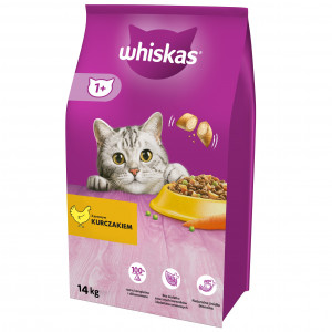 WHISKAS Adult z kurczakiem - sucha, pełnoporcjowa karma dla kota dorosłego - 14 kg