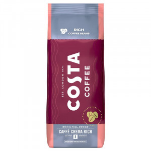 Costa Coffee Crema Rich kawa ziarnista 1kg + KUBEK CERAMICZNY Z POKRYWKĄ COSTA COFFEE