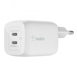 BELKIN WALL CHARGER 65W DUAL USB-C GAN PPS WHITE