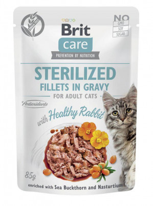 BRIT Care Cat Sterilized Fillets in Gravy filet z królika w sosie - mokra karma dla kota - 85 g