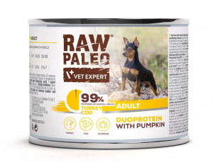 RAW PALEO Duoprotein Turkey & Cod Adult - mokra karma dla psa - 200g