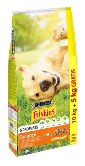 PURINA Friskies Balance Kurczak z warzywami - sucha karma dla psa - 10 + 5kg