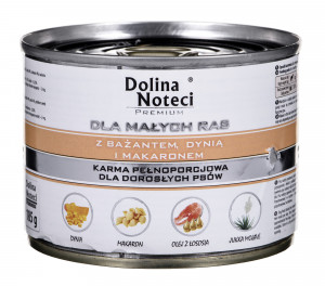 DOLINA NOTECI Premium dla małych ras z Bażantem, dynią i makaronem - mokra karma dla psa - 185 g
