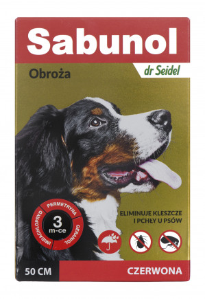 DR SEIDEL Sabunol - obroża przeciw pchłom i kleszczom dla psa czerwona 50cm