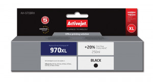 Activejet AH-970BRX Tusz do drukarki HP, Zamiennik HP 970XL CN625AE; Premium; 250 ml; czarny. Drukuje więcej o 20%.