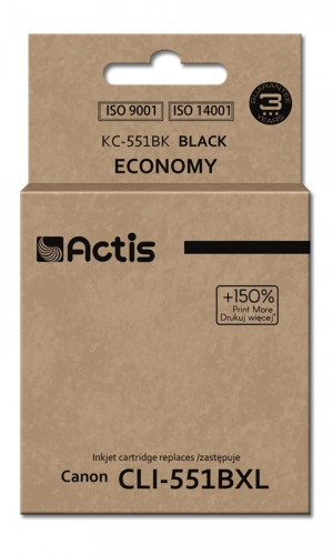 Actis KC-551Bk Tusz do drukarki Canon, Zamiennik Canon CLI-551BK; Standard; 12 ml; czarny.