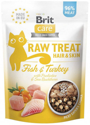 BRIT Care Raw Treat Hair&Skin ryba z indykiem - przysmak dla kota - 40 g