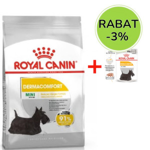 Royal Canin CCN MINI Dermacomfort 3kg + mokra karma, 12x85g