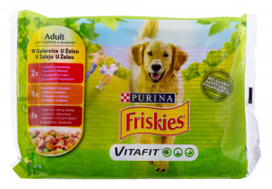 PURINA Friskies Adult - Mix w galaretce - mokra karma dla psa - 4 x100 g