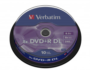 Dvd+r verbatim 43666 8.5gb 8x double layer cake10sz 43666