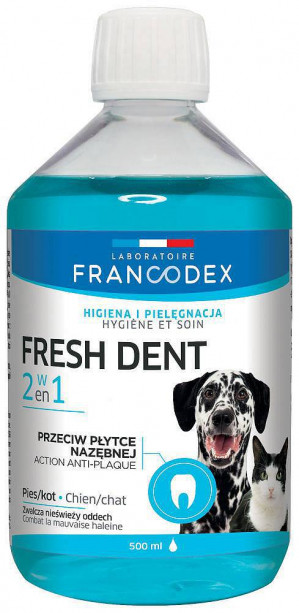 FRANCODEX Fresh dent - płyn do higieny jamy ustnej dla psów i kotów 500 ml