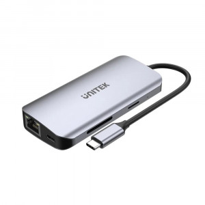 UNITEK AKTYWNY HUB USB-C 2X HDMI 4K, RJ45, PD 100W
