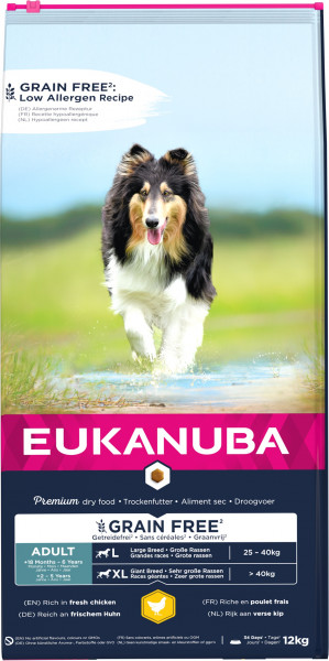 EUKANUBA Dorosły duża rasa BEZ ZBÓŻ kurczak pies 12KG