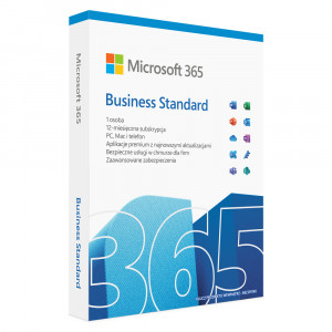 Microsoft 365 Business Standard (5 stan.; 12 miesięcy; wersja fizyczna; komercyjna; Polska) (KLQ-00686)