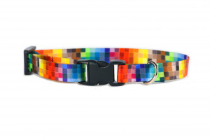 Obroża Klamra Plastikowa - Piksele 15mm, 24-40cm