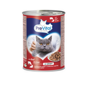 PREVITAL Cat Food z wołowiną i wątróbką w sosie - mokra karma dla kota - 415g