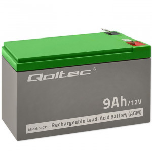 QOLTEC AKUMULATOR ŻELOWY 12V | 9AH | MAX.90A | AGM