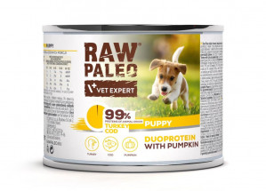 RAW PALEO Duoprotein Turkey & Cod Puppy - mokra karma dla psa - 200g