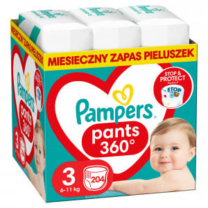PAMPERS Pieluchomajtki Pants 3 204 szt