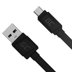 GREEN CELL KABEL USB - MICROUSB PŁASKI 25CM QC3.0