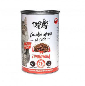 TUF TUF Kawałki mięsne w sosie z wołowiną - mokra karma dla kota - 415g