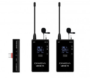 CKMOVA UM100 Kit4 - Podwójny zestaw krawatowych mikrofonów bezprzewodowych na USB-C