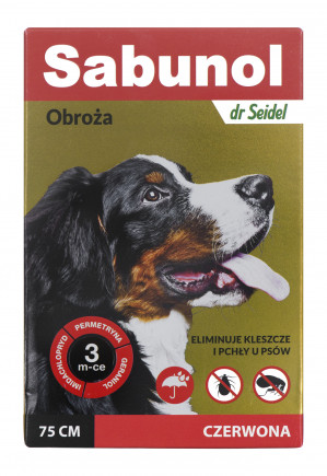 Sabunol - obroża przeciw pchłom i kleszczom czerwona dla psa 75cm