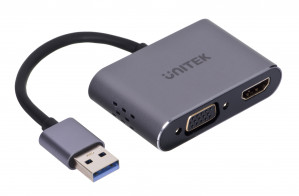 UNITEK ADAPTER USB-A - HDMI & VGA, FULLHD, M/F