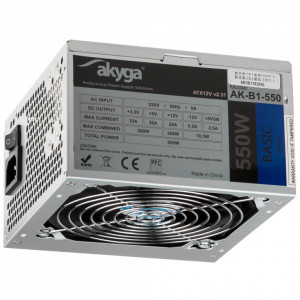 Akyga zasilacz basic atx 550w p4 fan12cm 3xsata 2xmolex pci-e 6+2 ak-b1-550