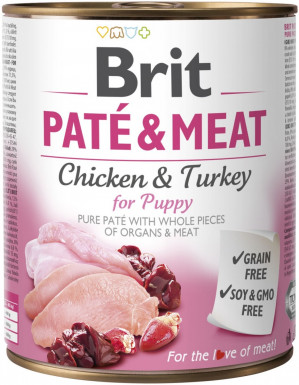 BRIT Paté & Meat z Kurczakiem - mokra karma dla szczeniąt - 800 g